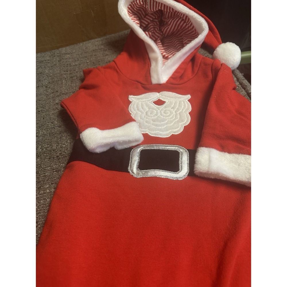 Christmas Santa Bodysuit/ sleeper with hood baby boys 6/9 Months